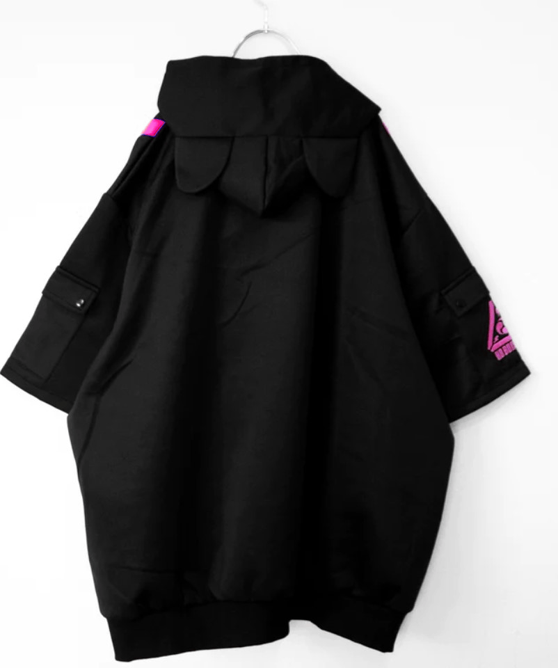 Cyberpunk Cat ears Punk & Emo black and bright pink zip up hoodie - unisex