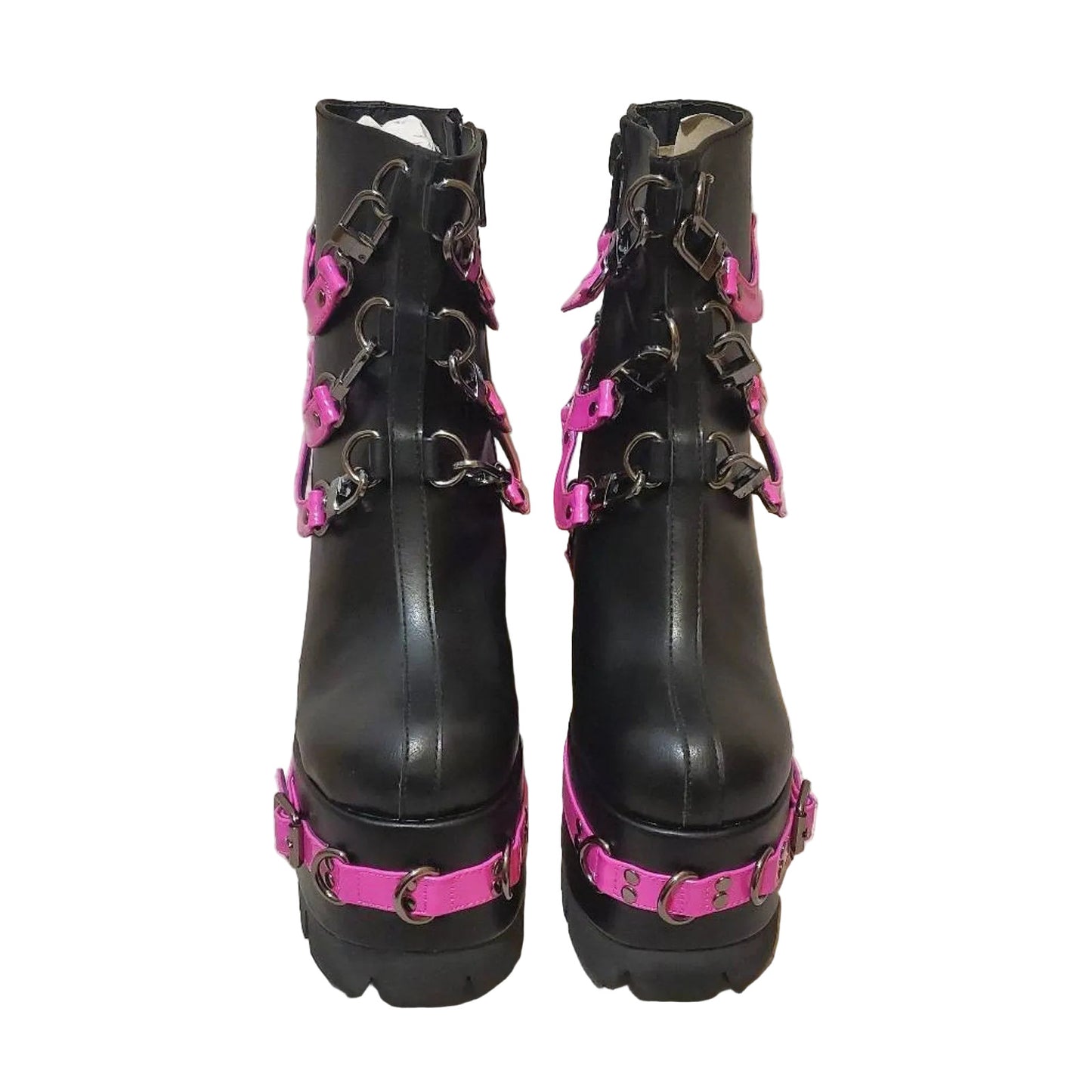 Current Mood Goth Emo Rave Sexy Pink and Black Platform Boots