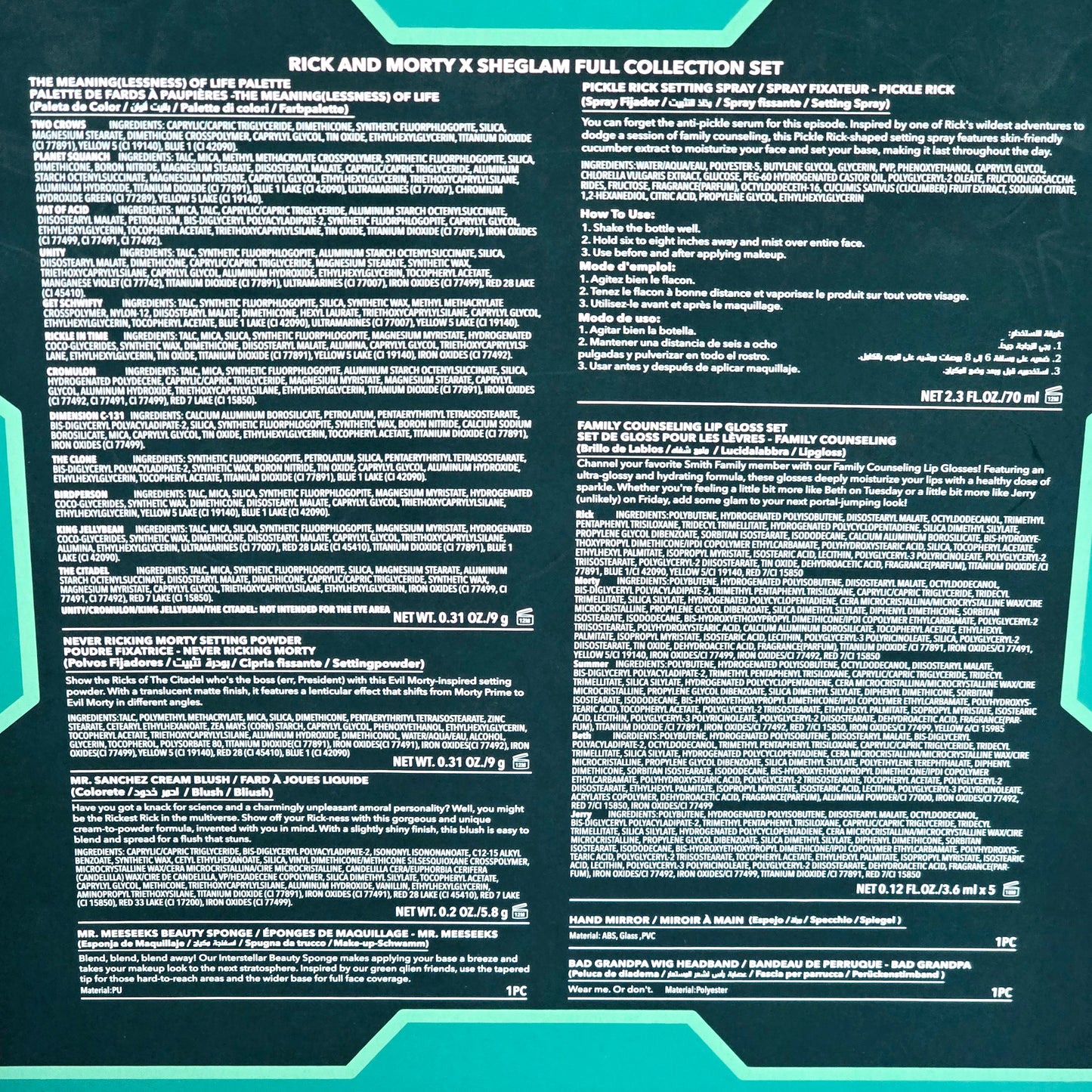 Rick and Morty Adult Swim Full Make Up Collection, Make Up Kit