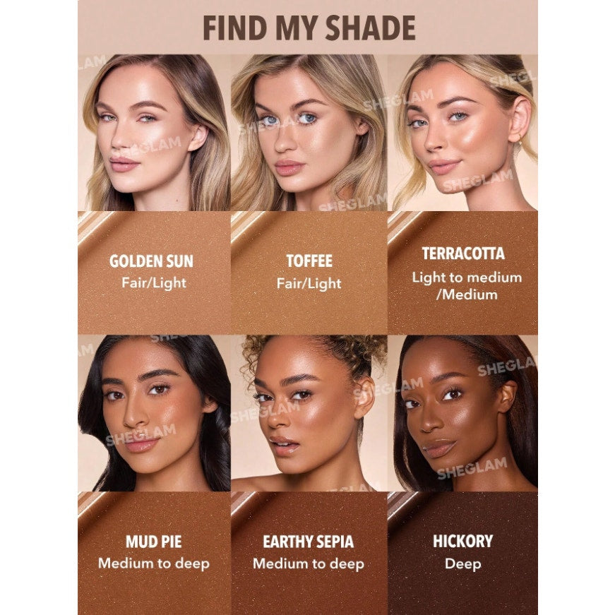 SHEGLAM Liquid Shimmer Bronzer – Terracotta | Medium Neutral Glow for Light