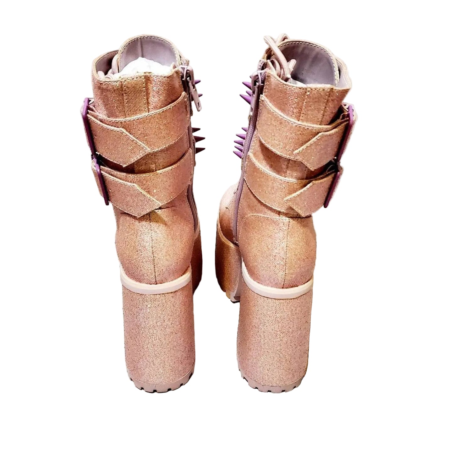 Sugar Thrillz Emo, Rave, Pink Glitter, Lavender Spiked Platform Boots