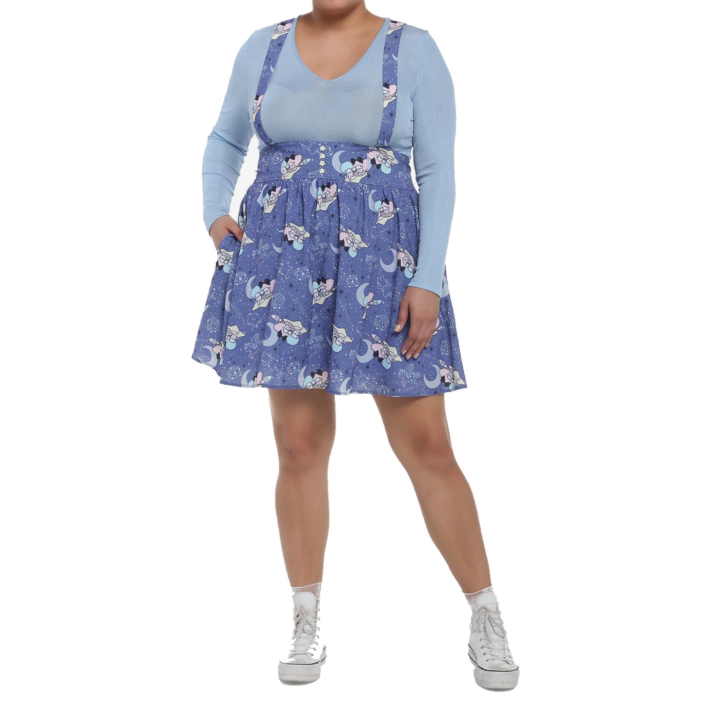 Sanrio Little Twin Stars Starry Night Sky Cresent Moon Suspender Skirt