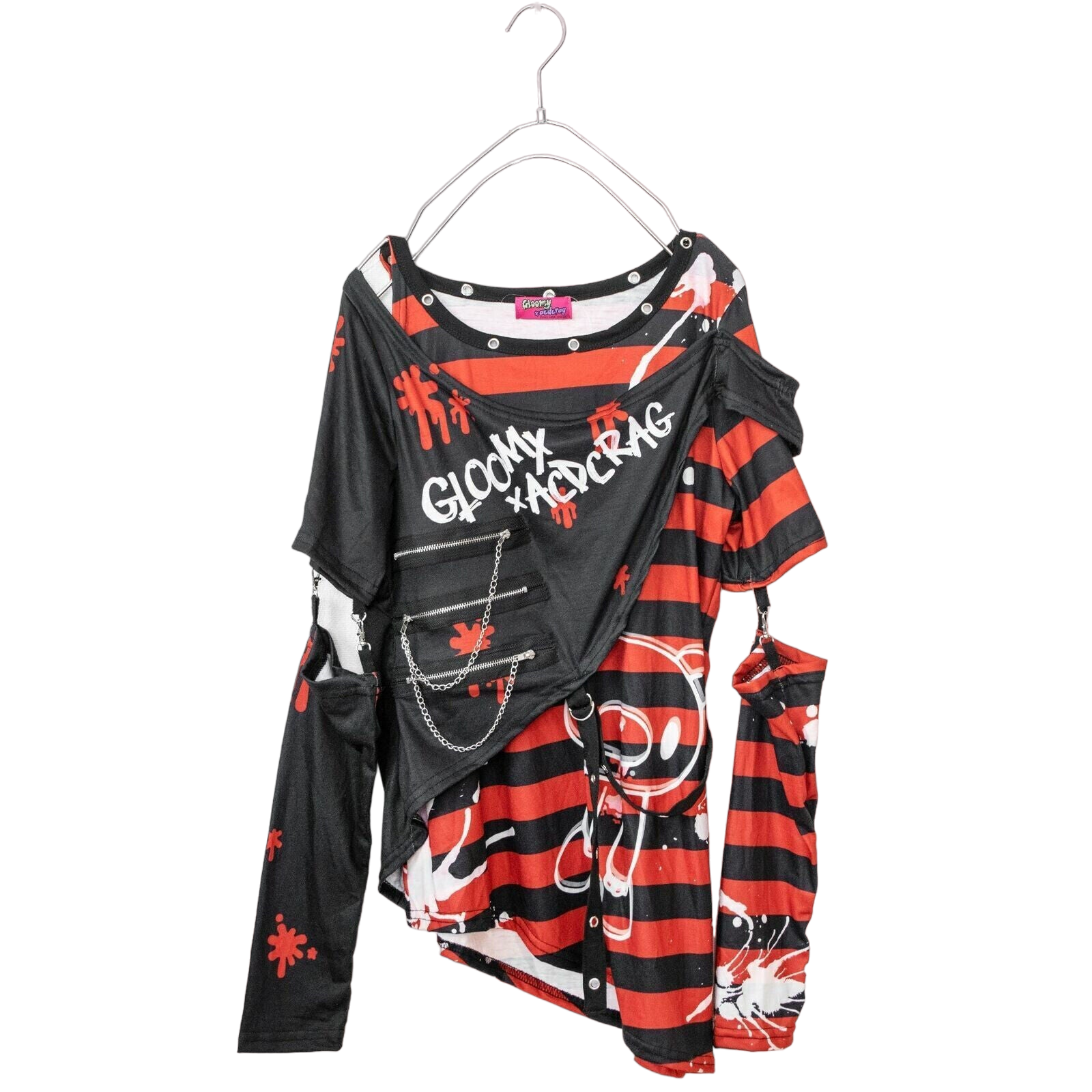 Gloomy Bear Goth Emo Punk Black and Red Punk Raver Shredded Top Small, –  Wicked Silk