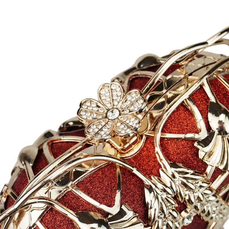 Wicked Silk Elegant Luxurious Red & Gold Gilded Royal Heart Crossbody/Clutch Purse