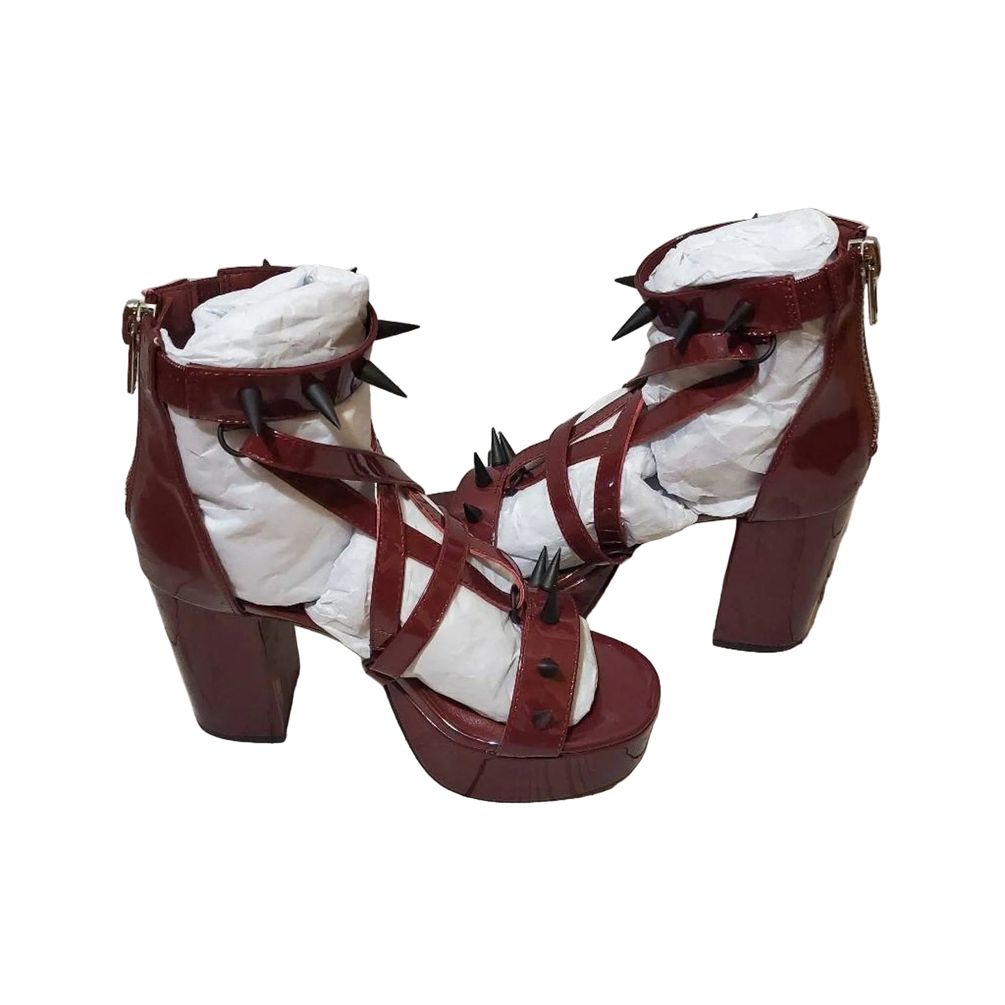 Widow Goth, emo, Sexy Spiked Pentagram Red Spiked Sandals