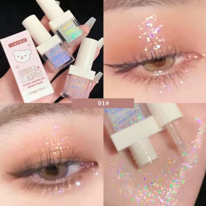 Glitter Liquid Eye Gel – Shade 01# Grape Bear | Iridescent Gold-Pink Eyeshadow