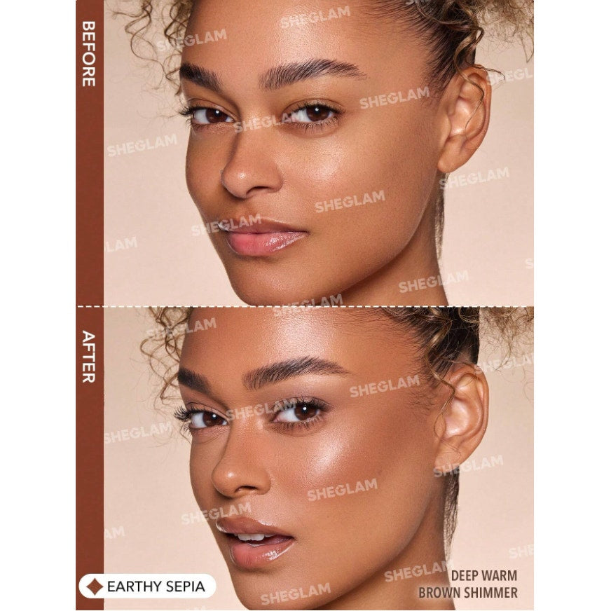 SHEGLAM Liquid Shimmer Bronzer – Earthy Sepia | Medium to Deep Skin | Warm Brown