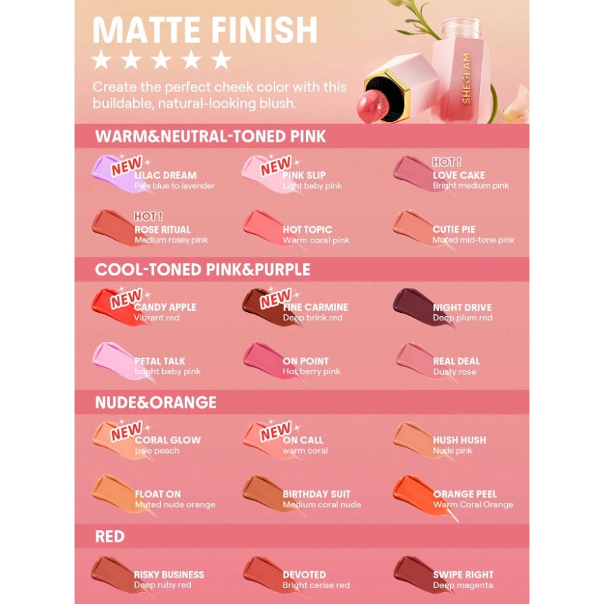 SHEGLAM Color Bloom Liquid Blush - Swipe Right | Matte Deep Magenta Cheek Tint