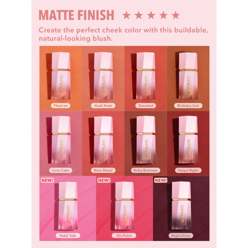 SHEGLAM Color Bloom Liquid Blush - Swipe Right | Matte Deep Magenta Cheek Tint