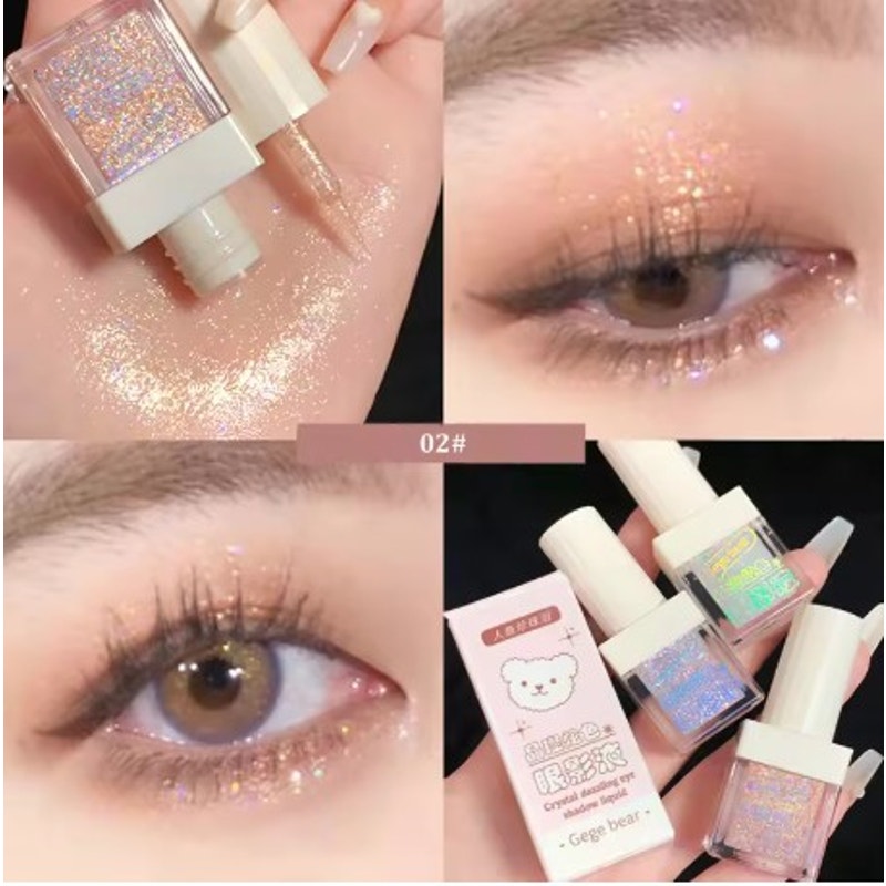 Crystal Glitter Eyeshadow Gel – Shade 02# Grape Bear | Soft Champagne Pink