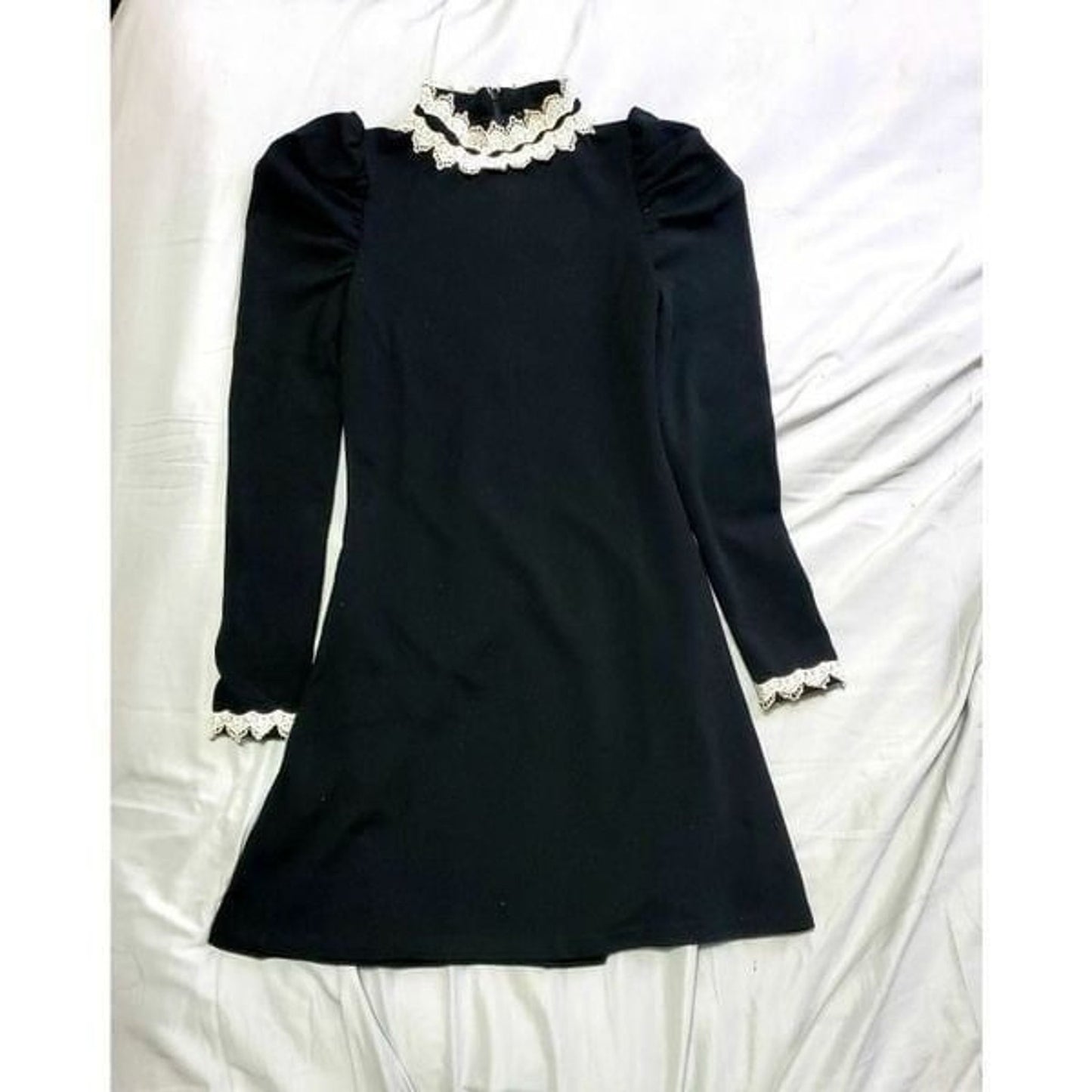 DollsKill Widow Goth Emo Baby Doll Wednesday Addams Mini Skirt Dress SMALL