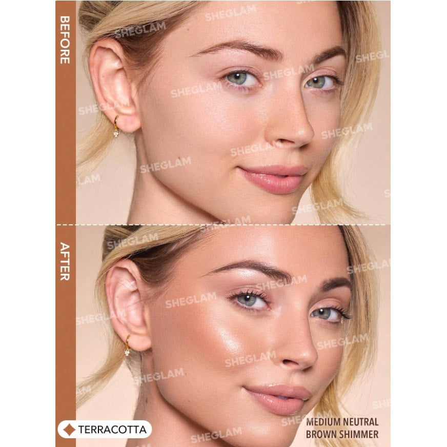 SHEGLAM Liquid Shimmer Bronzer – Terracotta | Medium Neutral Glow for Light