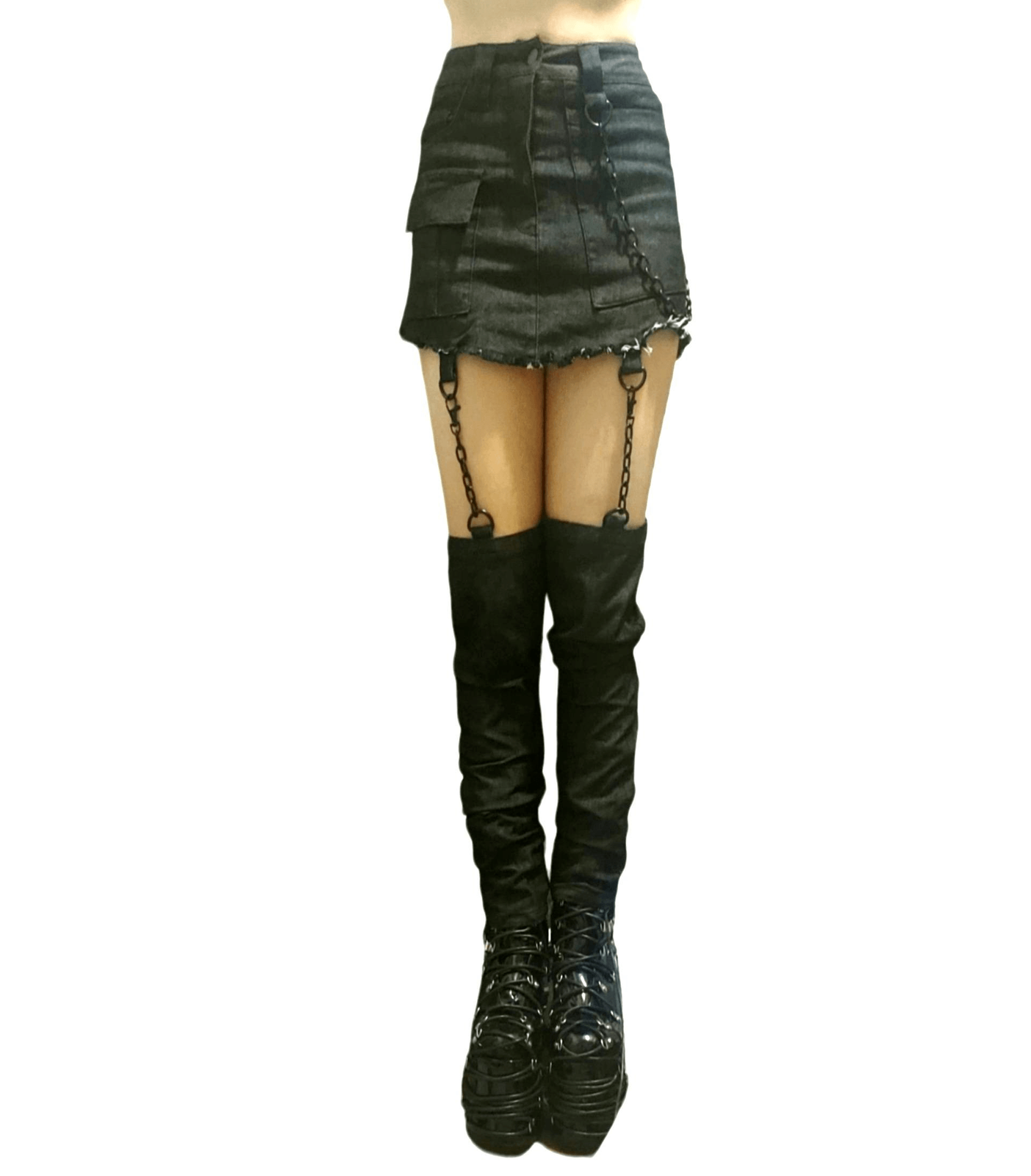 Dolls Kill Darker Wavs Goth Emo Dark Wave Chained Mini Skirt XS, S, M