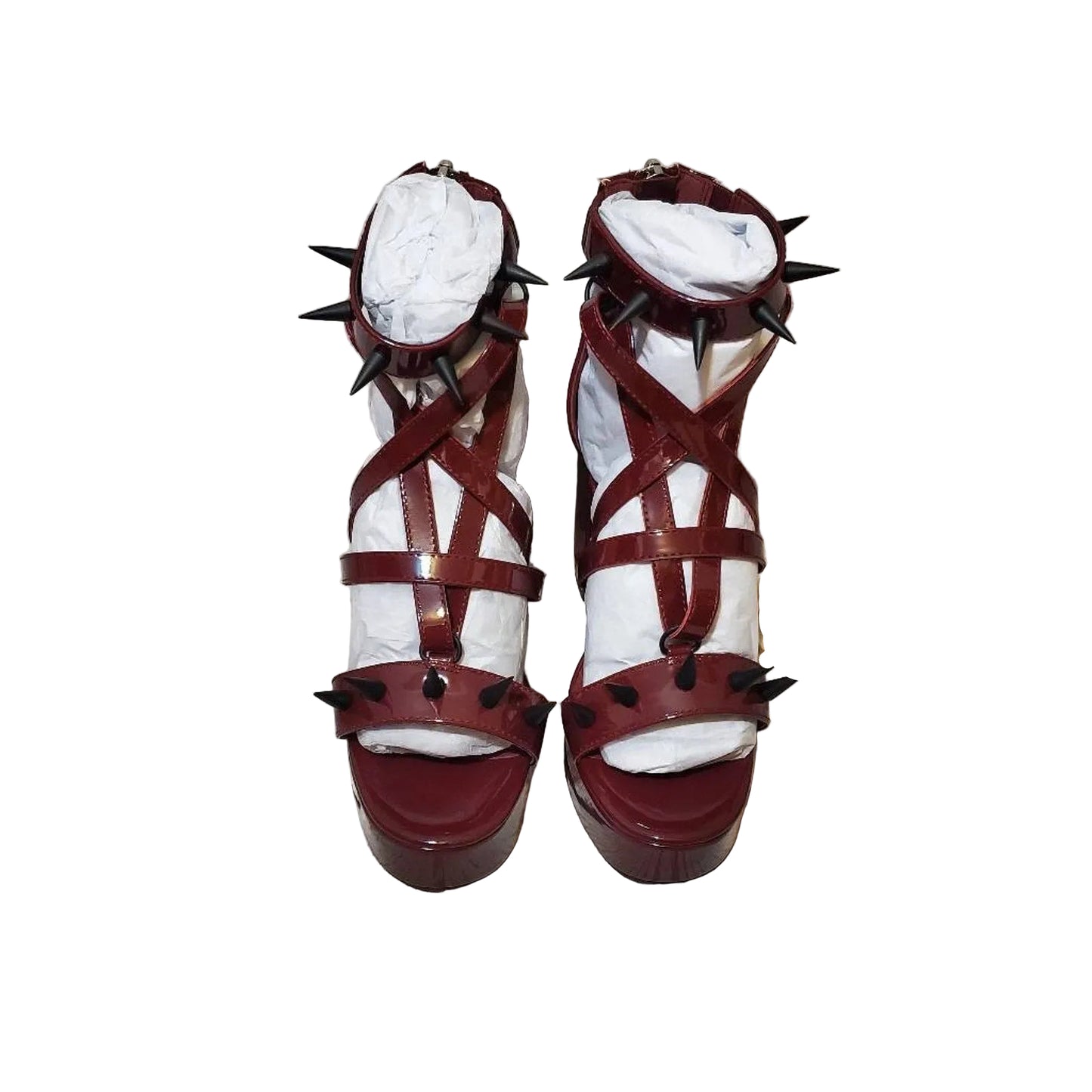 Widow Goth, emo, Sexy Spiked Pentagram Red Spiked Sandals