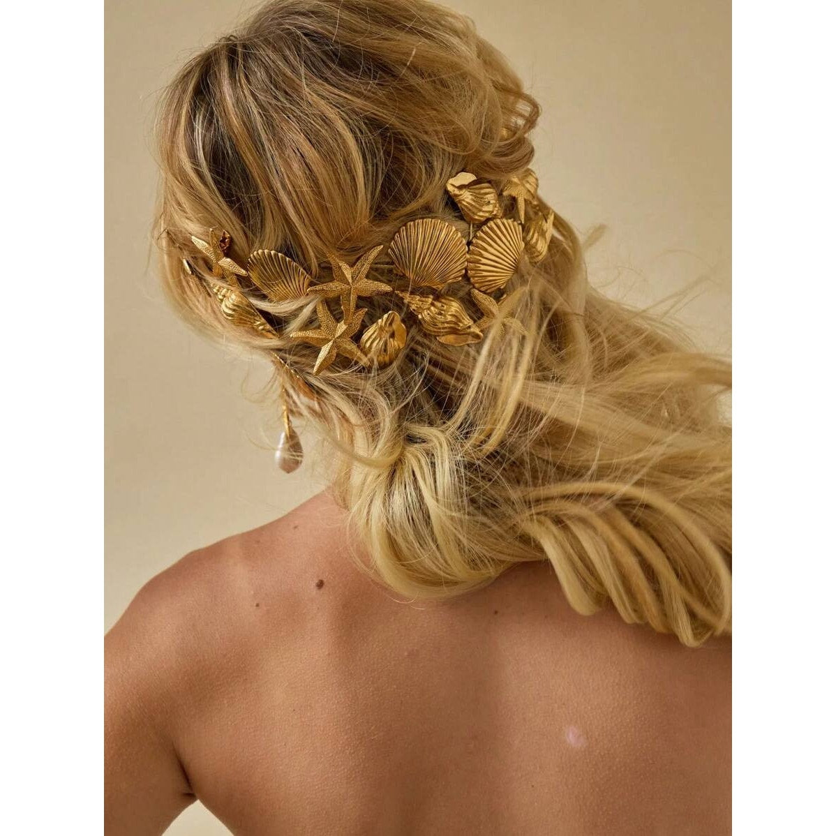 3x Gold Mermaid Beach Seashell Metal Hair Barrettes Clips Set Starfish Shell