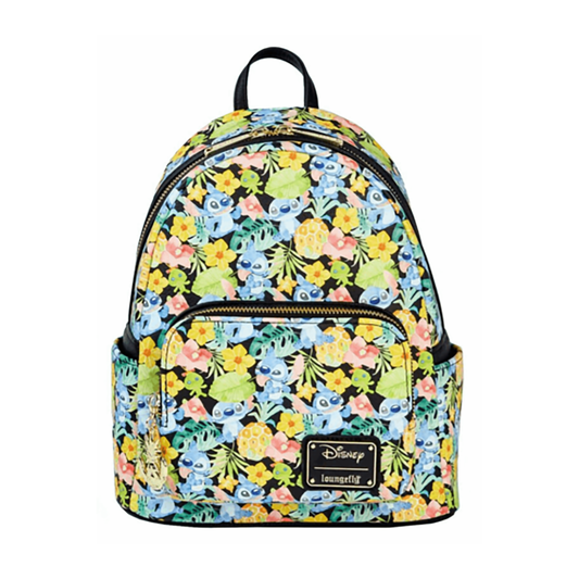 Disney Loungefly Stitch & Scrump Floral Water Color Mini Backpack