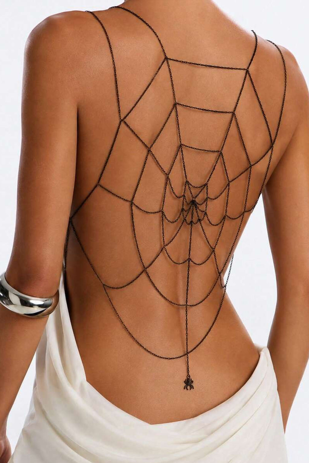 Gothic Goth Halloween Black Spider Web Back Chain Harness Body Jewelry