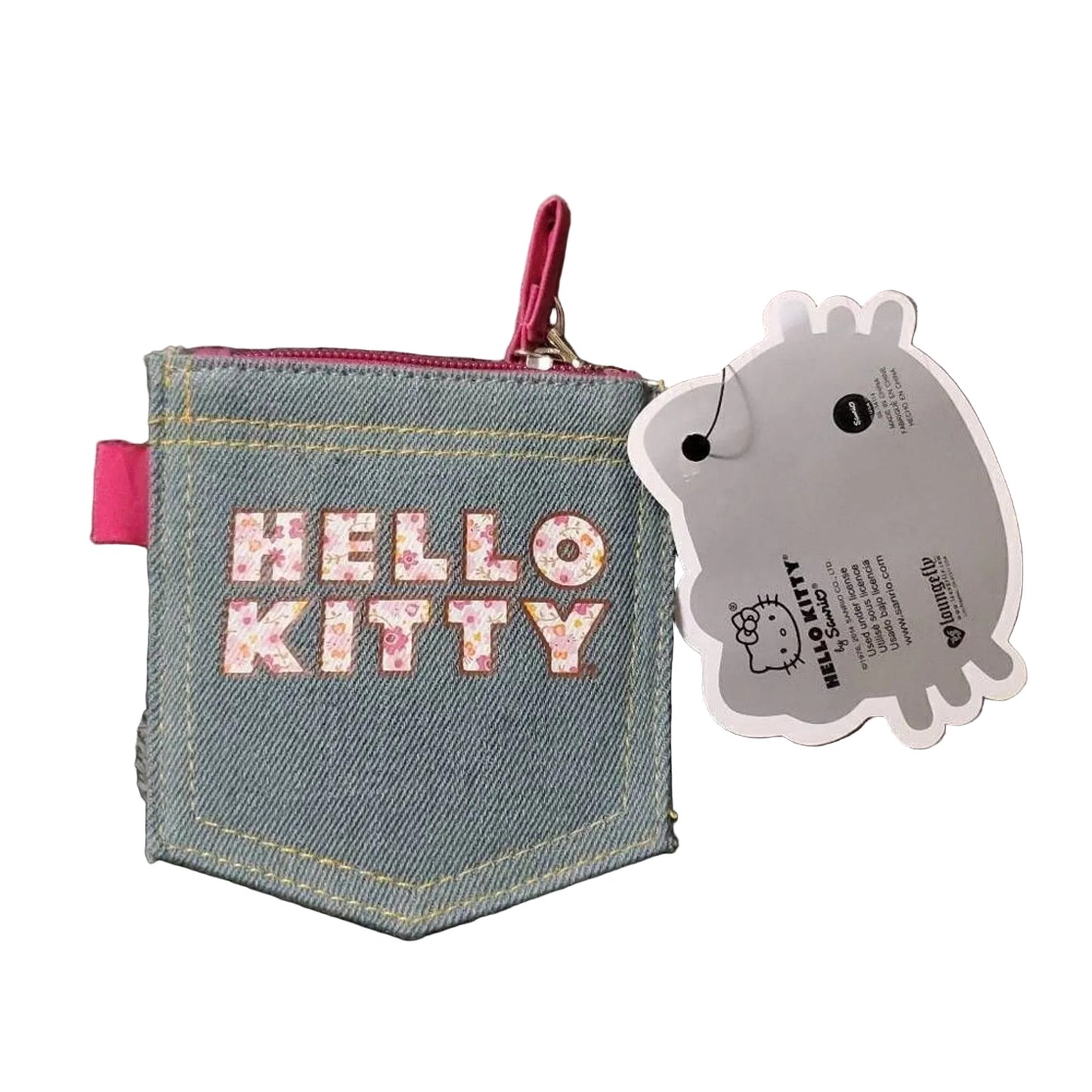 Loungefly Sanrio OG HEART LOGO TAG Hello Kitty Denim Pocket Coin Purse
