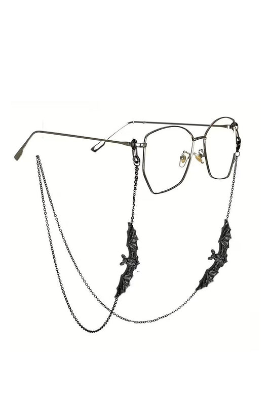 Gothic Bat Eyeglass Chain Black Glasses Holder Necklace Halloween Sunglasses