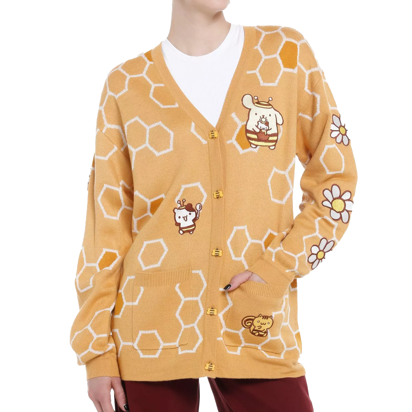 Sanrio Pompompurin Honeycomb Girls Cardigan S, L, Xl, XXL