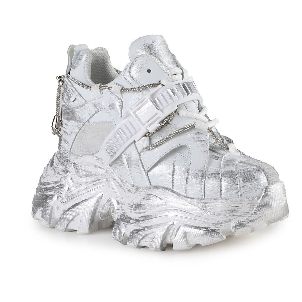 Anthony Wang Silver Raver Hidden Wedge Women's Platform Sneakers