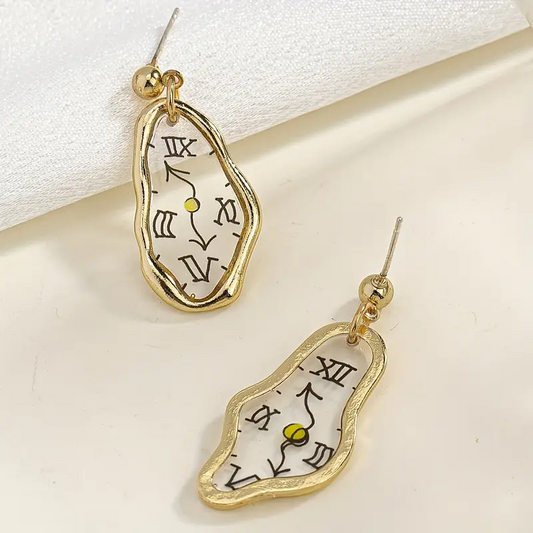 Melting Clock Artistic Chic Painting Light weight Earring