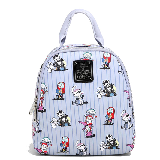 Loungefly Disney Nightmare Before Christmas Striped Mini Backpack AOP Cast