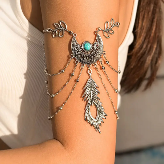 Wicked Silk Turquoise Silver Native Inspired Festival Armlet