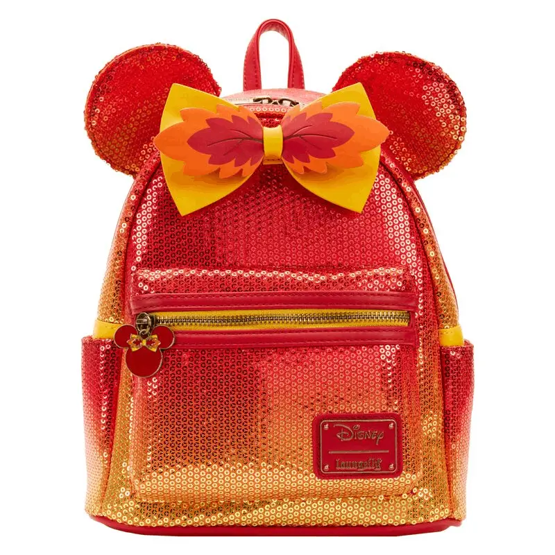 Loungefly Disney Fall Minnie Mouse Sequin Ombre Mini Backpack + Wallet SET