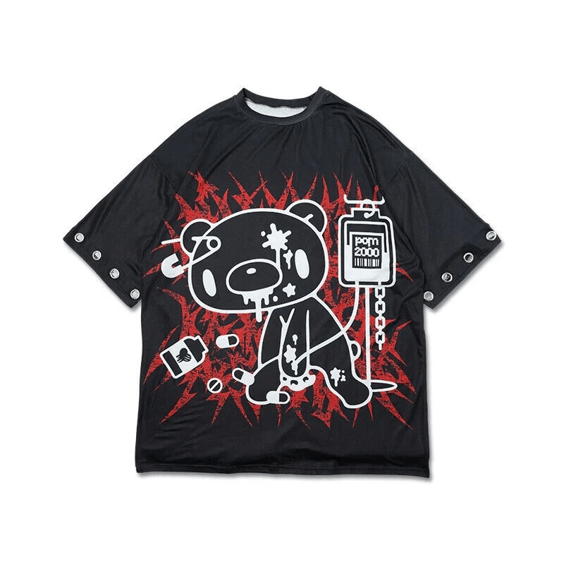 Gloomy Bear T-shirt Dark Black Red Japan Harajuku Kawaii Punk