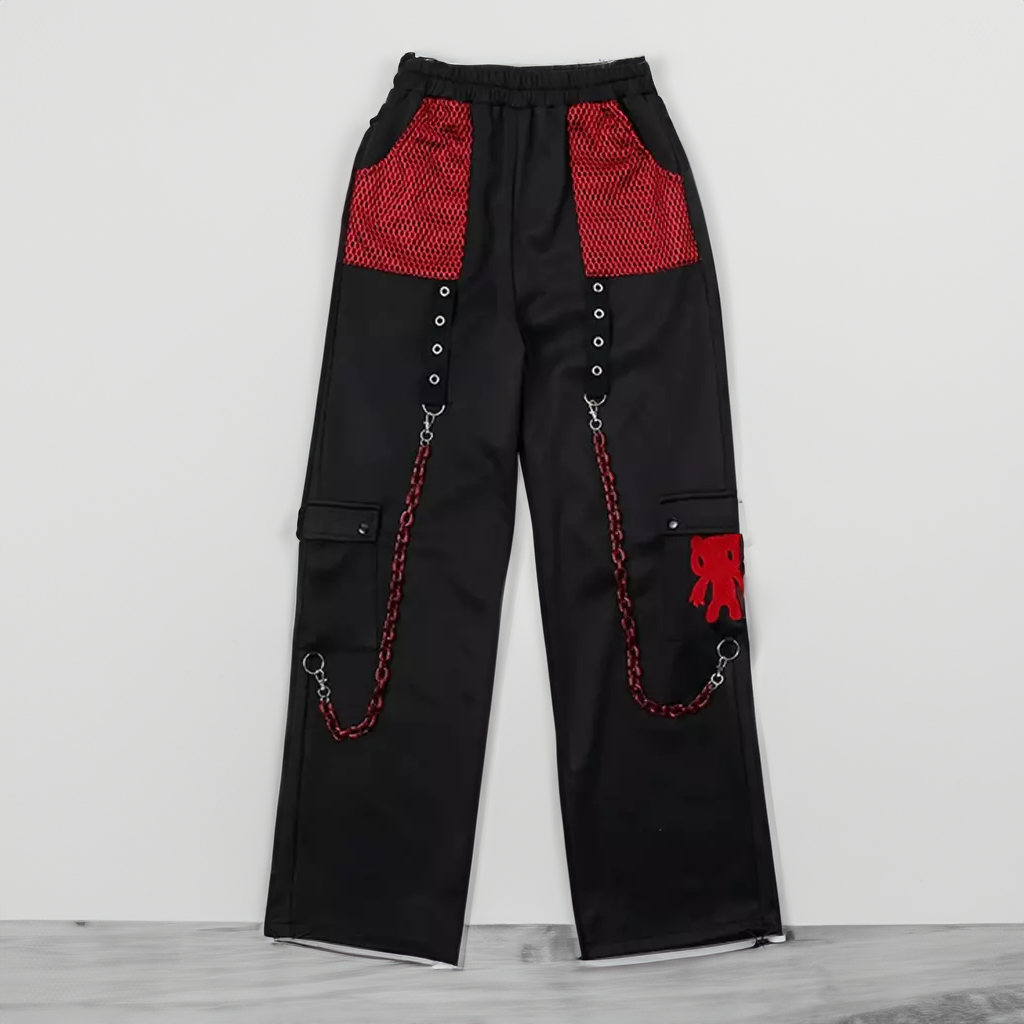 ACDC RAG Gloomy Bear Black Red Tokyo Fashion Kawaii full length pants