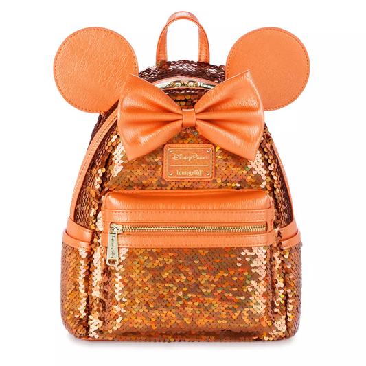 Loungefly Disney Minnie Mouse Orange Sequined Mini Backpack