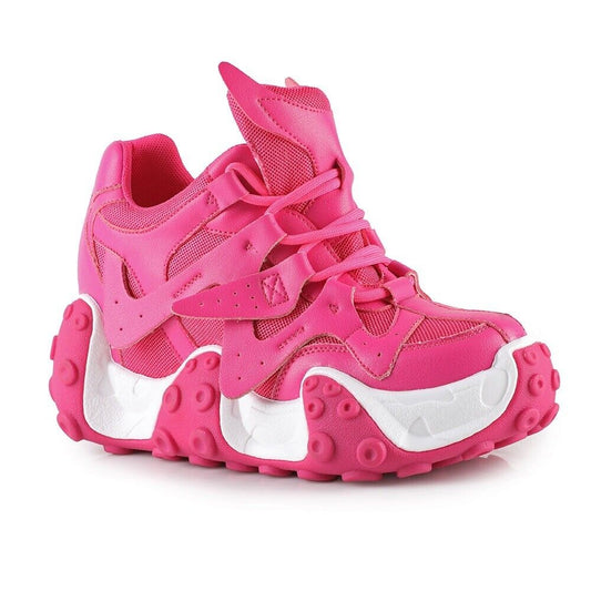 Anthony Wang Hot Pink Tentacle Hidden Wedge Platform Womens Sneakers