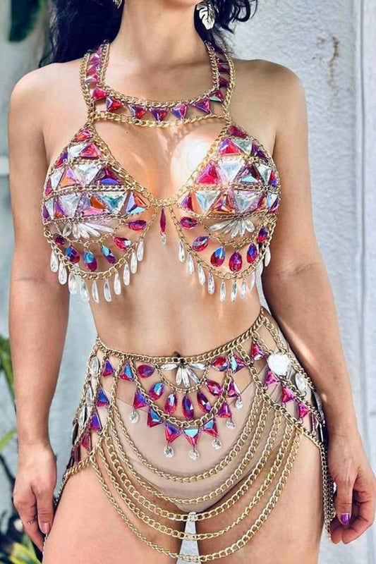Sexy Rave, Party, Fiesta, Mardi Gras, Club Festival Bikini Outfit Set