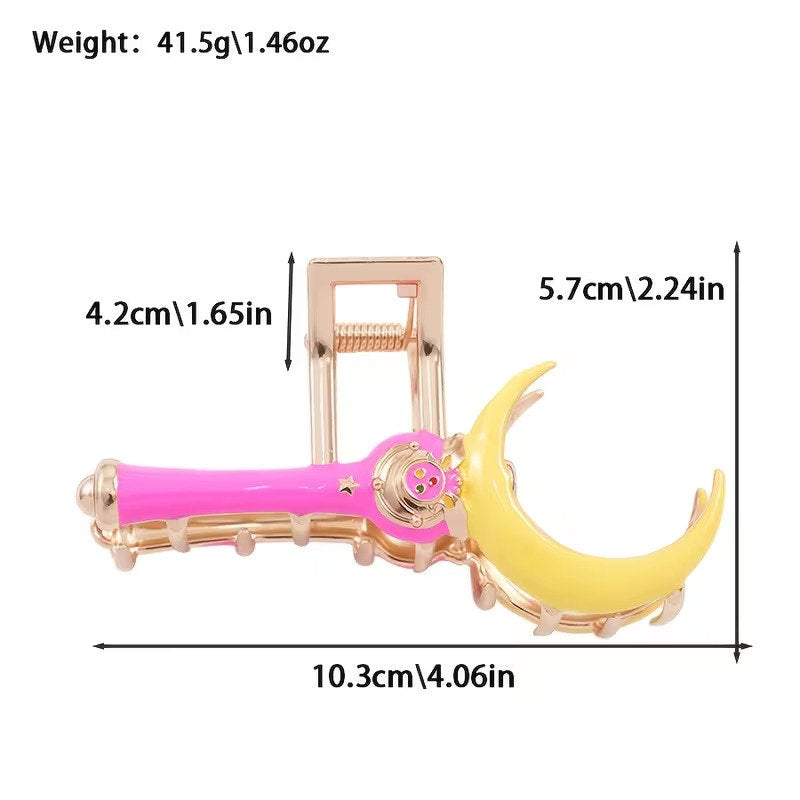 Cute METAL Pretty Girl Guardian Anime Manga Cosplay Magic Wand Hair Claw Clip