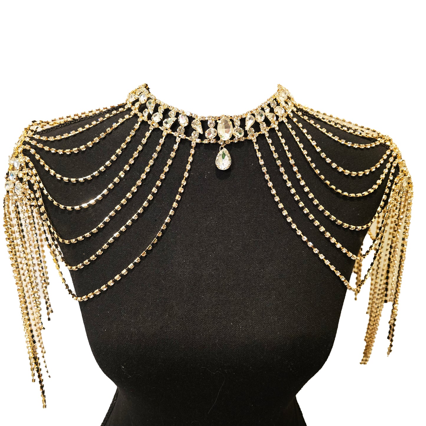 Beautiful Gold Fashion Top Shoulder Rhinestone Jeweled Statement Piece