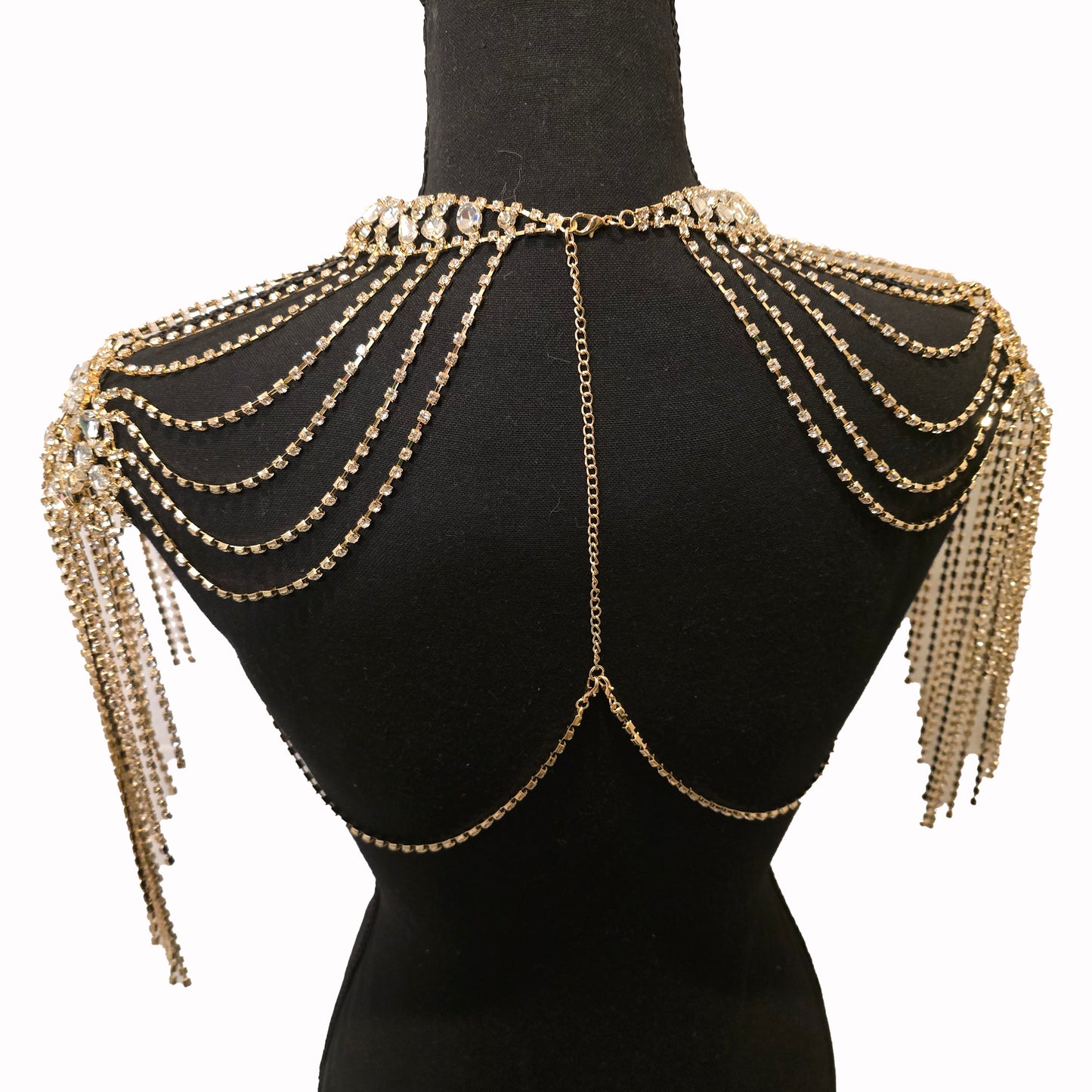 Beautiful Gold Fashion Top Shoulder Rhinestone Jeweled Statement Piece