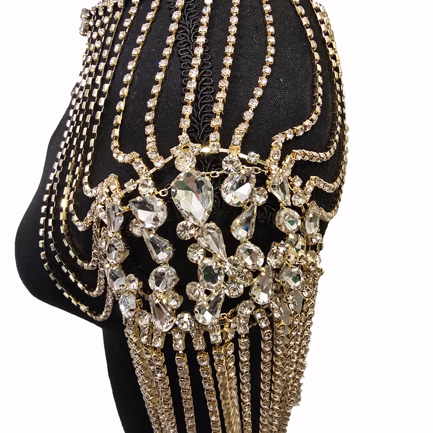 Beautiful Gold Fashion Top Shoulder Rhinestone Jeweled Statement Piece