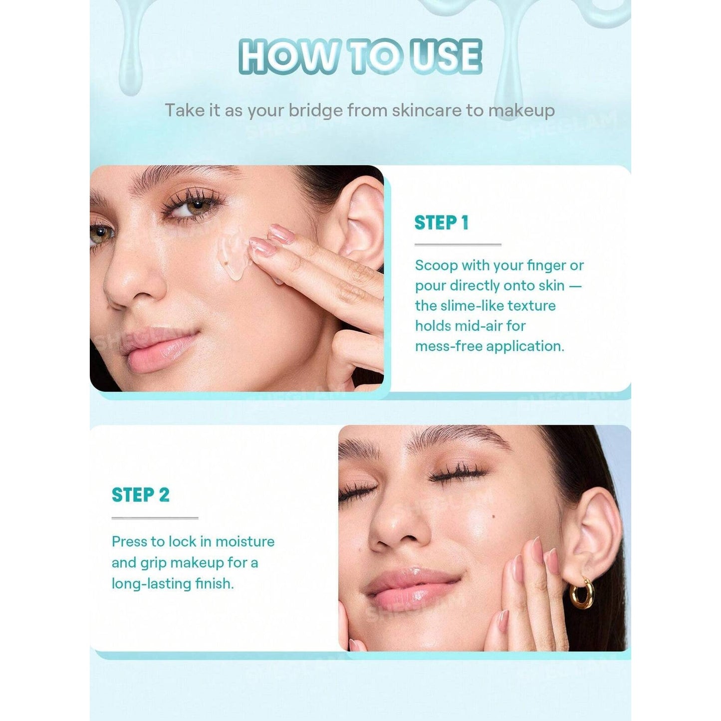 SHEGLAM Jelly Hydrating Primer – Dewy Makeup Grip Moisturizer with Bouncy Smile