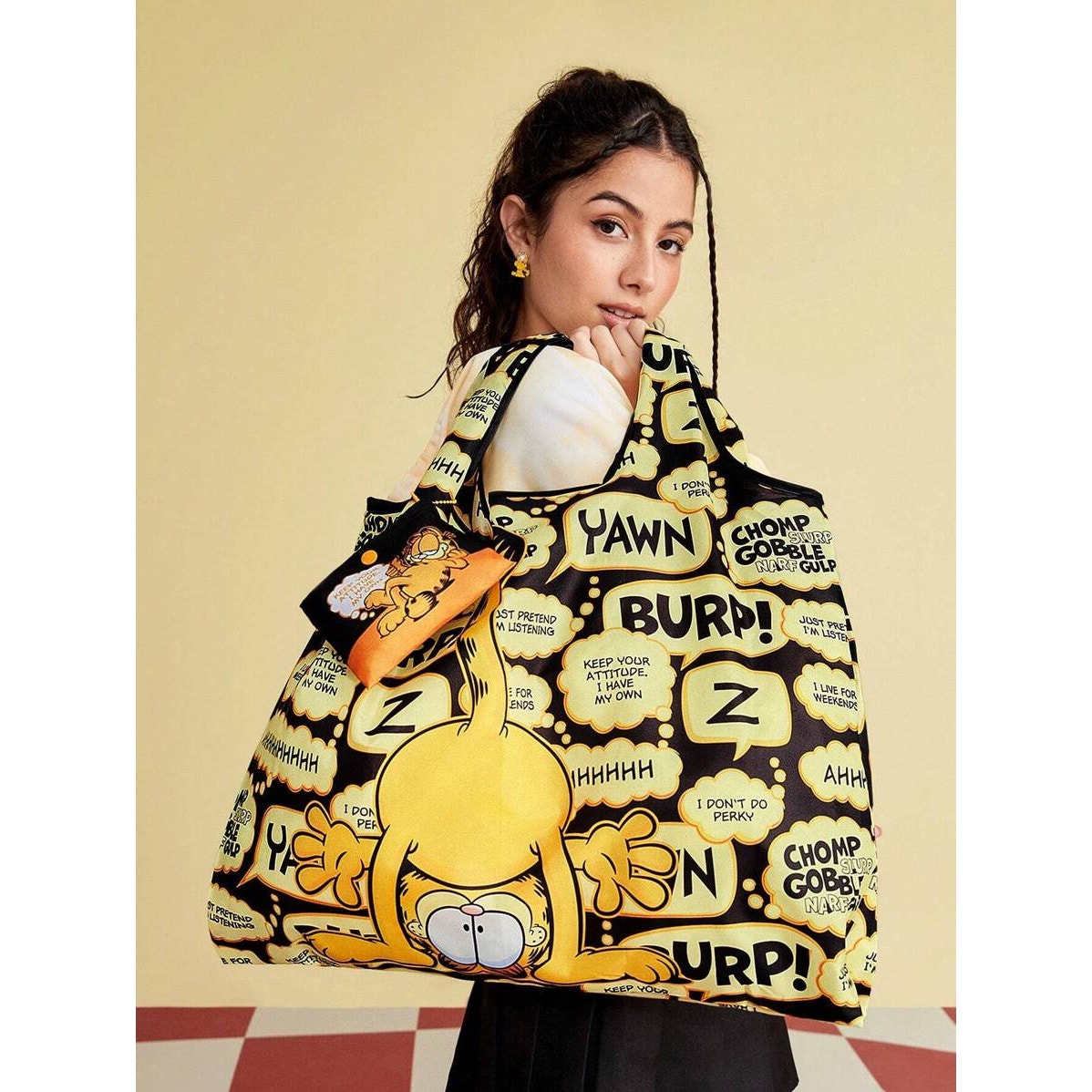 Garfield Reusable Shopping Tote Bag – Foldable Eco Grocery Bag with Pouch