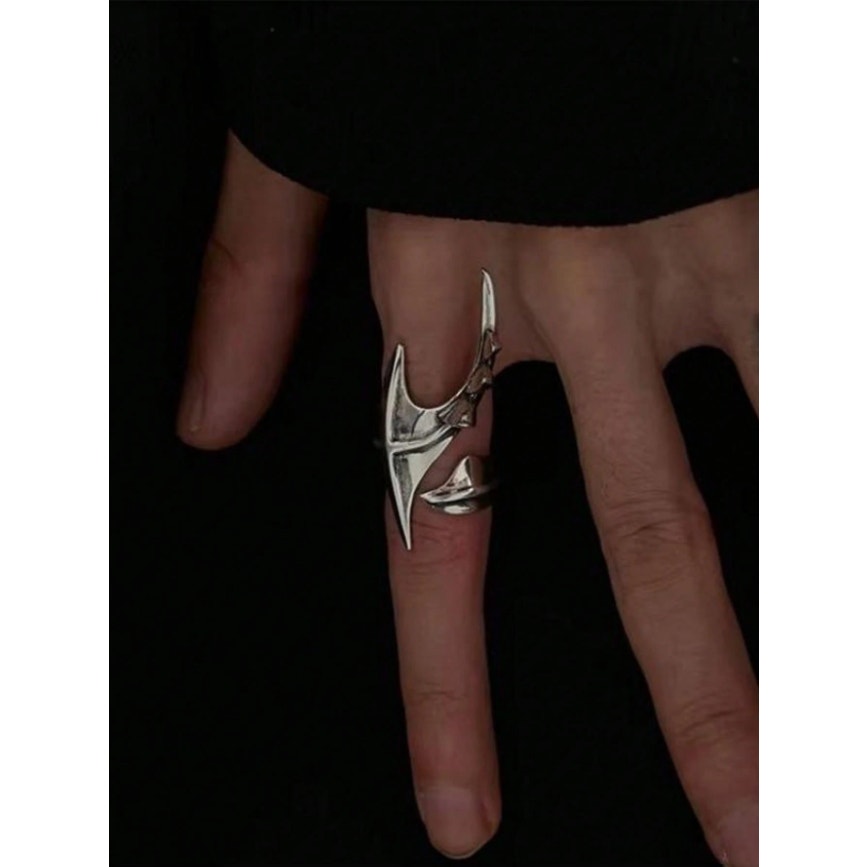 Futuristic Silver Spike Ring | Adjustable Punk Gothic Armor Claw Jewelry