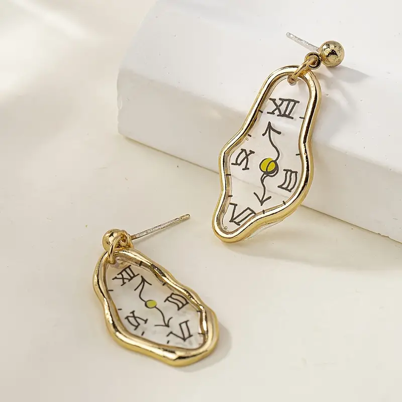 Melting Clock Artistic Chic Painting Light weight Earring