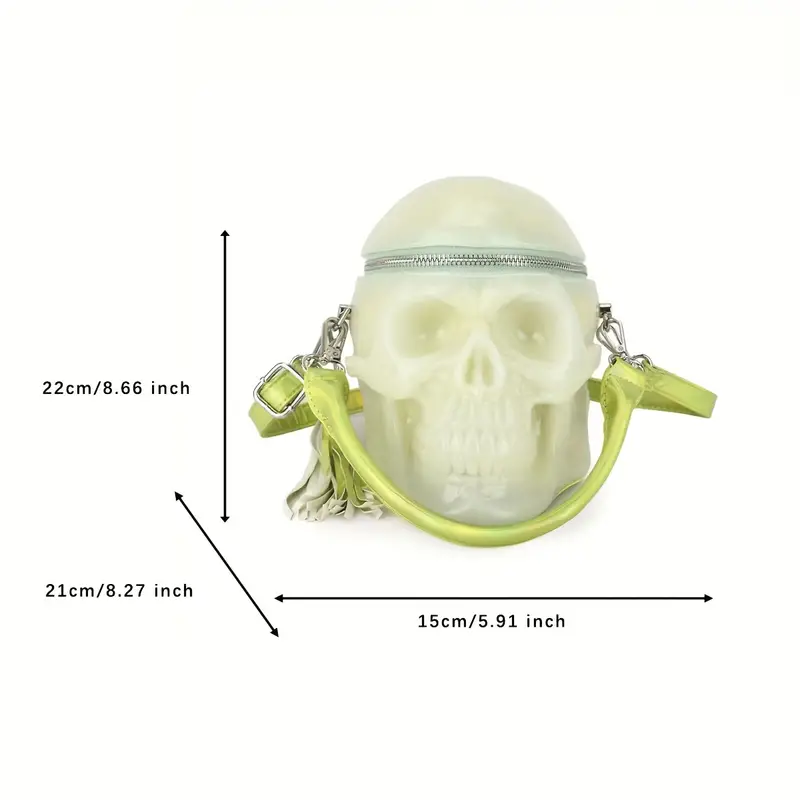 Wicked Silk Goth Emo Punk Glow in the Dark Crossbody Skull Crossbody Purse