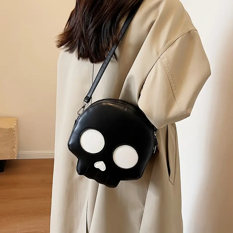 Wicked Silk Emo Kawaii Black & White Crossbody Skull Purse Bag