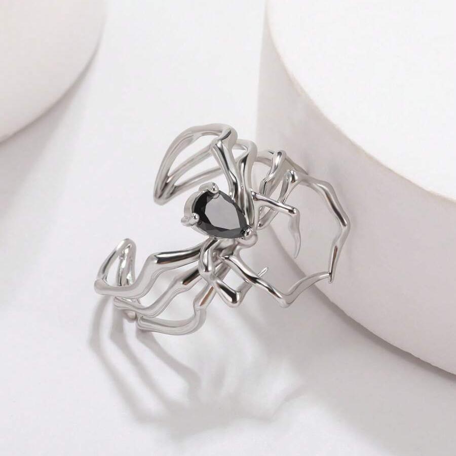 Wicked Silk Women's Gothic Silver Arachnid Spider Ring