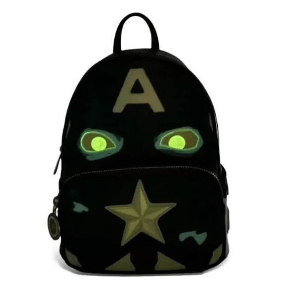 Loungefly Marvel What If? Zombie Captain America Cosplay Backpack Glow in the Dark