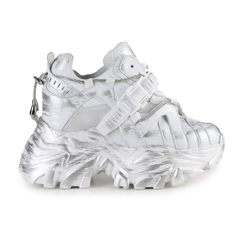 Anthony Wang Silver Raver Hidden Wedge Women's Platform Sneakers