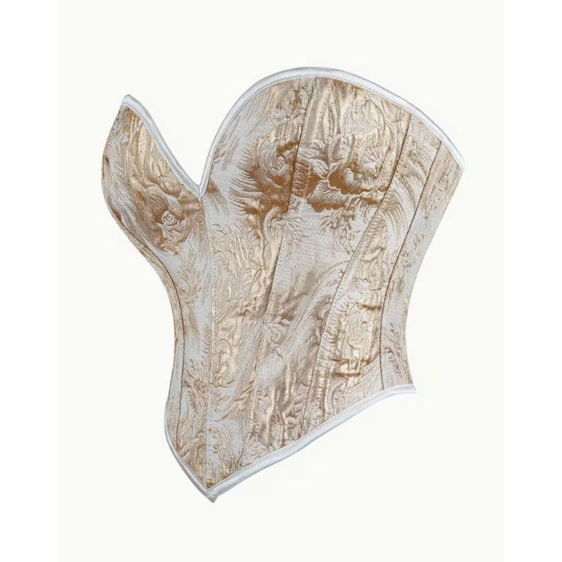 Gold & White Strapless Lace Up Corset Rococo Baroque Style Top