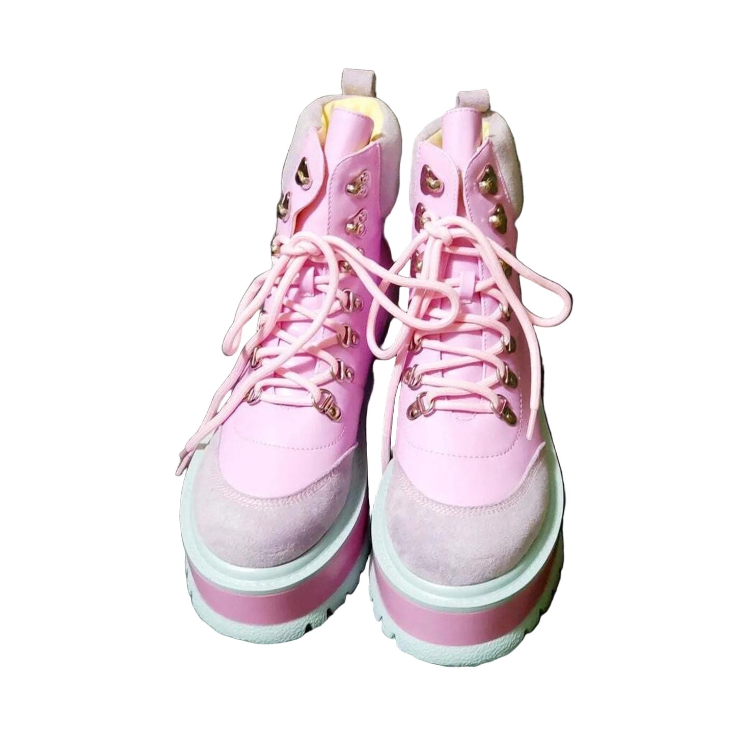 Koi Footwear Kawaii Cute Pastel Pink & Grey Platform Boots