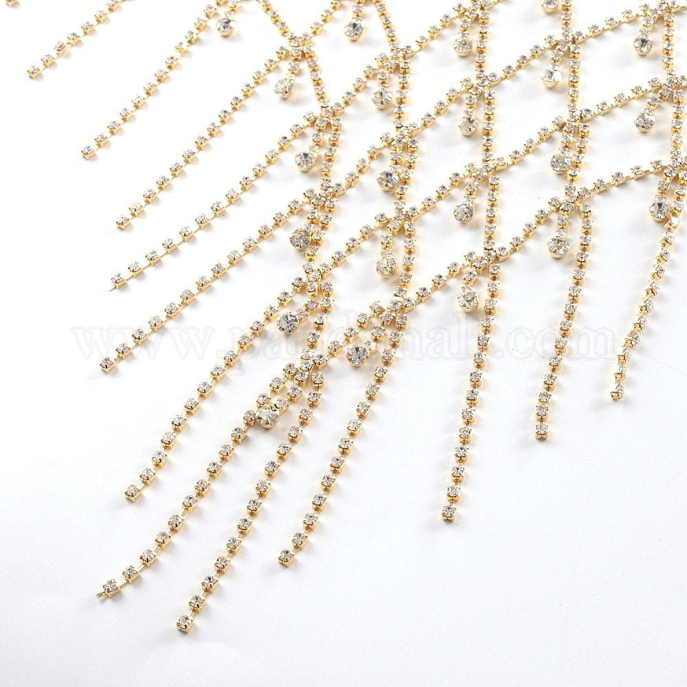 Crystal Gold Rhinestone Jewelry for Cub, Rave & Festivals Body Chain Top